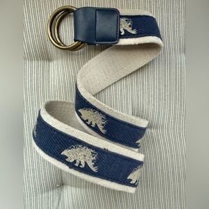 Gap Boys Blue & Cream Dinosaur Belt w/Brass Buckle adjustable sz 2-5 years old